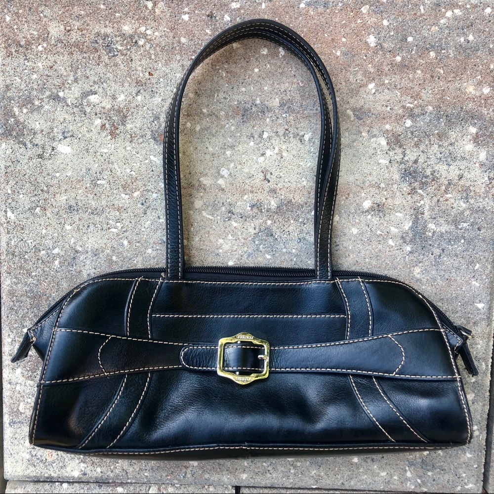 Franco Sarto black handbag purse w/silver buckle